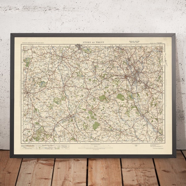 Old Ordnance Survey Map, Sheet 52 - Stoke on Trent, 1925: Newcastle-under-Lyme, Crewe, Nantwich, Whitchurch, Market Drayton