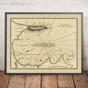 Old Gibraltar and Algeciras Nautical Chart by Heather, 1802: Bays, Forts, Shipwrecks