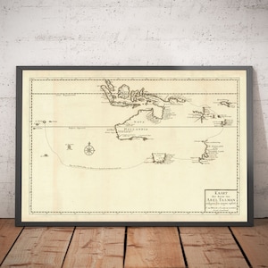 Oude historische kaart van Nieuw-Holland in 1726 door Francois Valentijn - Abel Tasman, Australië, Nieuw-Zeeland, Borneo, Nieuw-Guinea