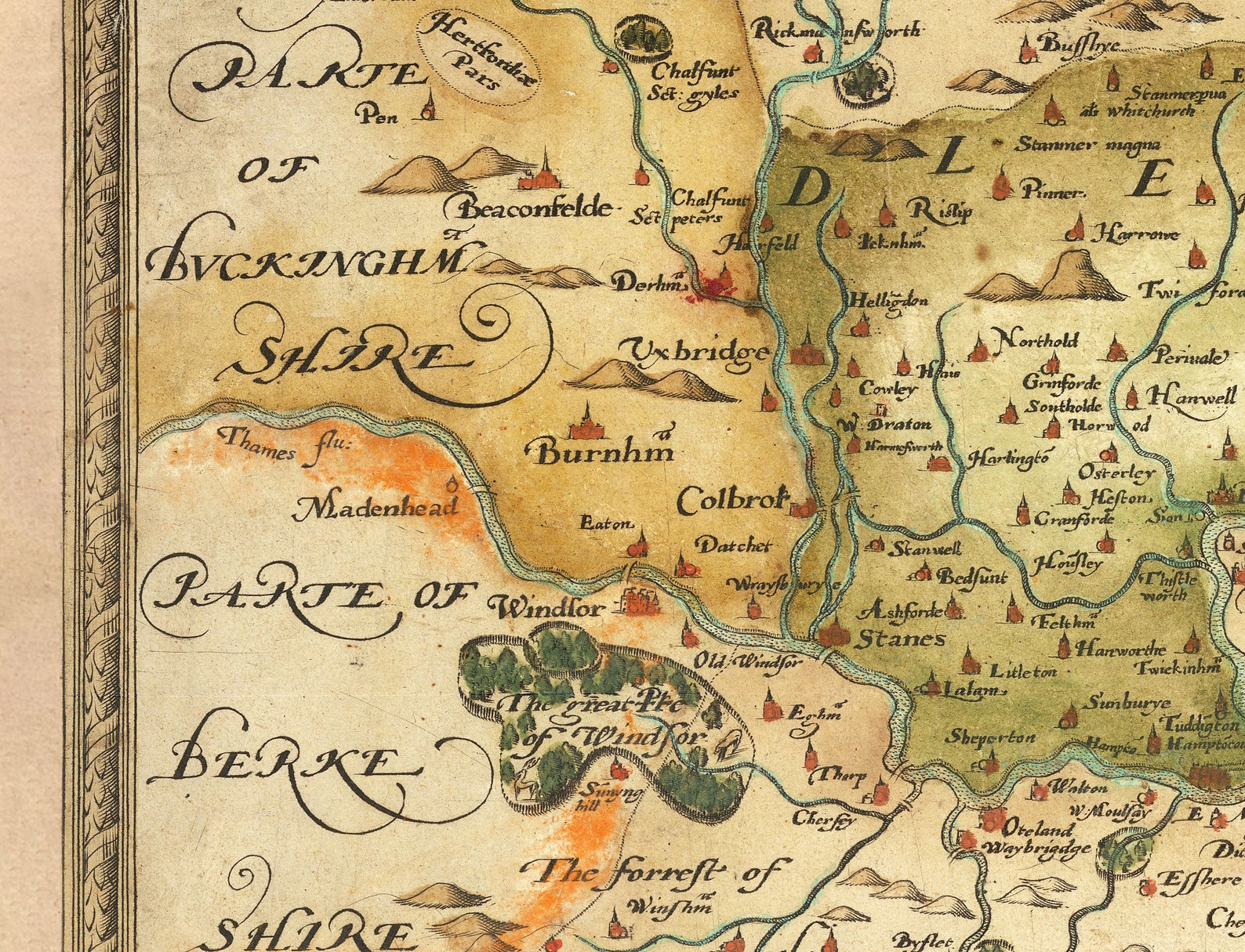 Old Map of Southeast England in 1575 London Kent Sussex - Etsy UK