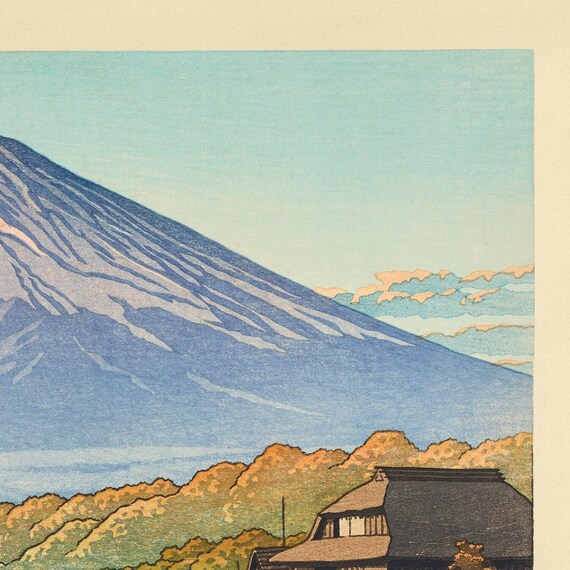 船津の秋と富士山、川瀬巴水作、1935年 - Etsy 日本