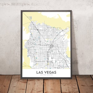 Modern City Map of Las Vegas, NV: Strip, Downtown, Red Rock Canyon, Fremont St.