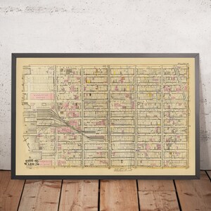 Old Map of Ward 20, NYC, 1879: Garment District, New York Central and Hudson River Freight Yard, Manhattan Market, New York Aquarium