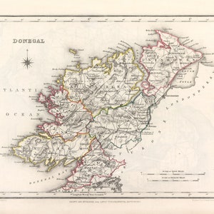 Old Map of Donegal by Samuel Lewis, 1844: Ballyshannon, Letterkenny ...