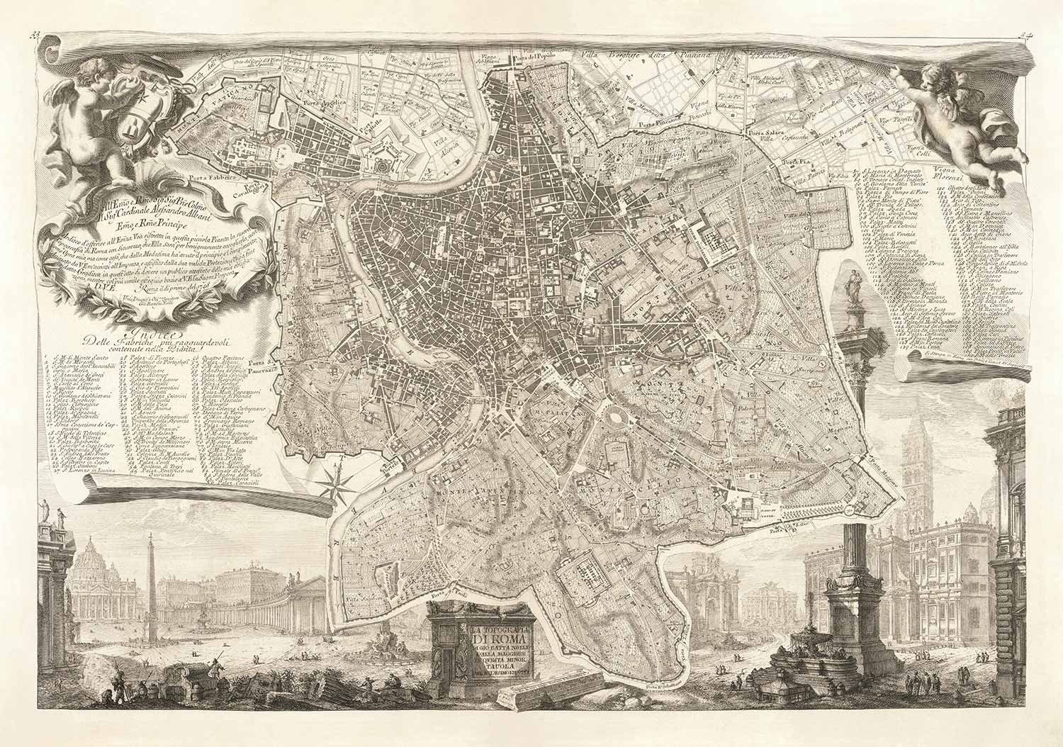 Rare Old Map of Rome Italy by Nolli & Piranesi 1748 | Etsy UK