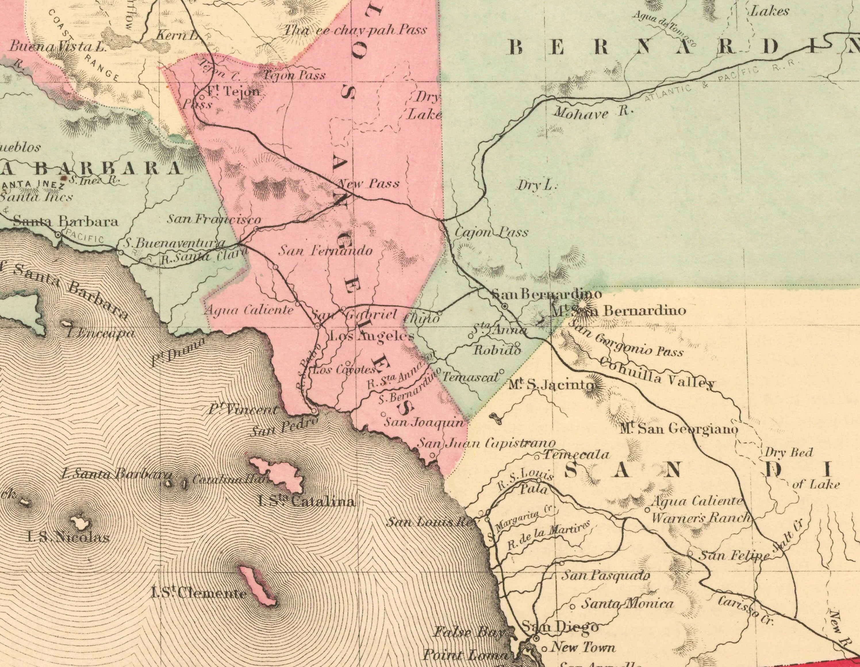 Old Map of California 1860, Colton - San Francisco, Los Angeles  display picture 1