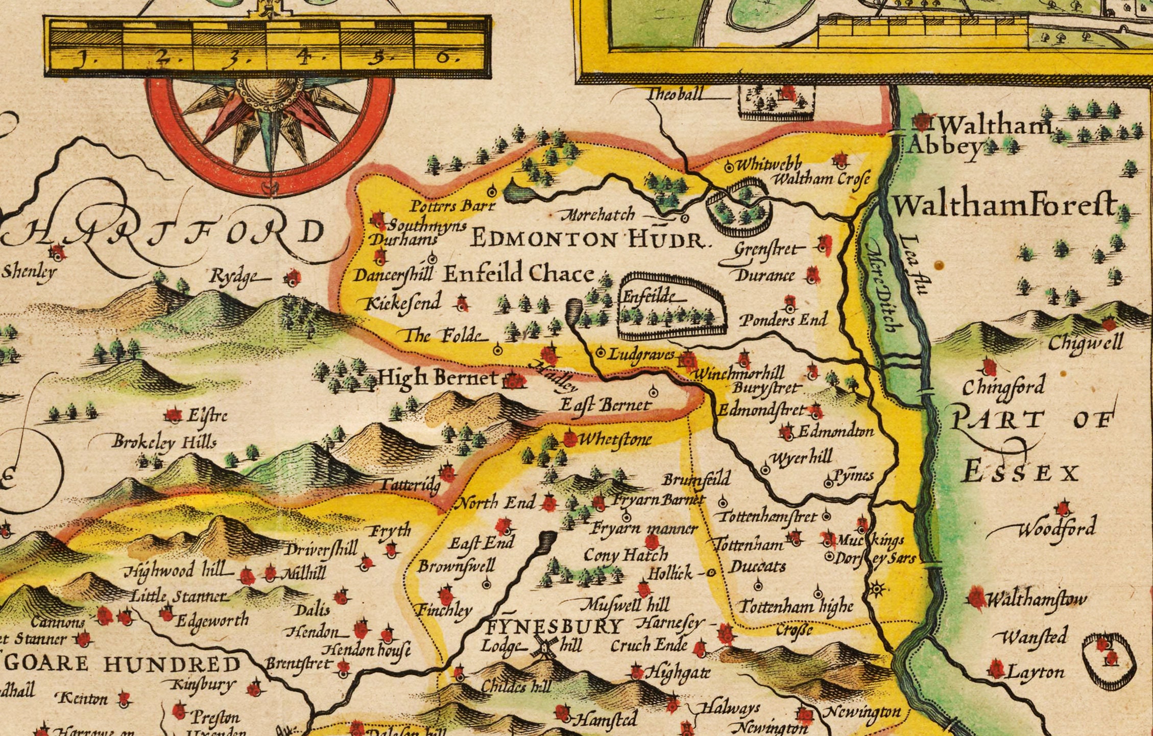 Old Map Of Middlesex In 1611 By John Speed West London Etsy