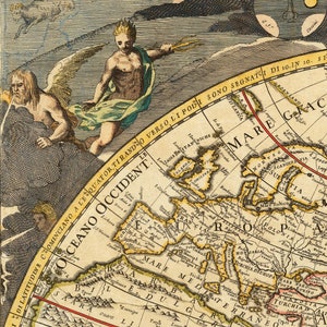 Carte de l'Atlas du vieux monde, 1700 carte ancienne très rare, carte murale vintage par Paolo Petrini encadrée ou non image 9