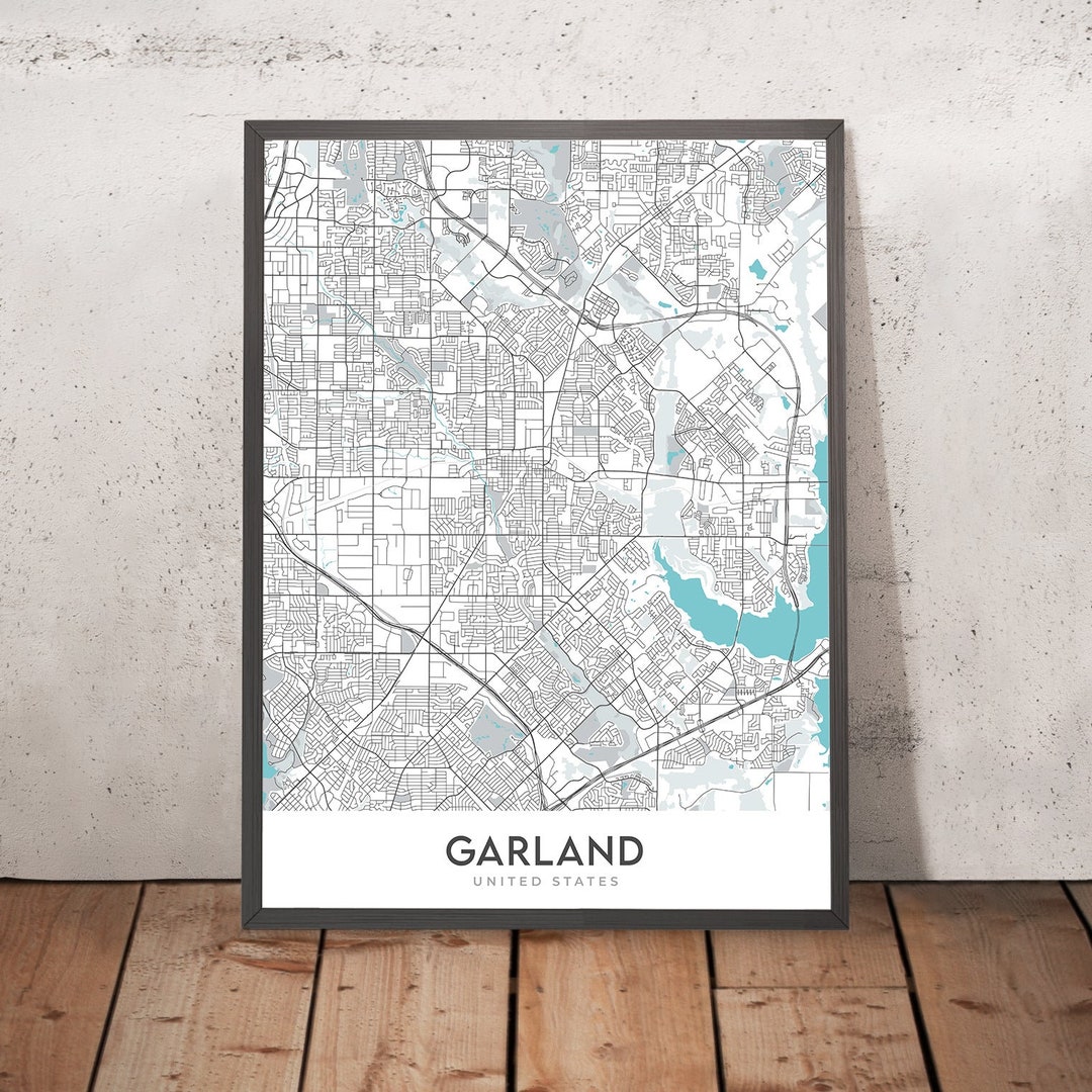 Modern City Map of Garland, TX: Buckingham, Duck Creek, Firewheel