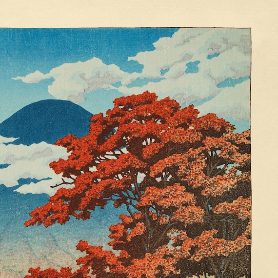 Autumnal Lake Chuzenji at Nikko With Mt Fuji by Hasui Kawase 1935