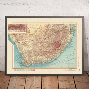Old Map of Republic of South Africa, 1967: Johannesburg, Cape Town, Kruger National Park, Drakensberg Mountains