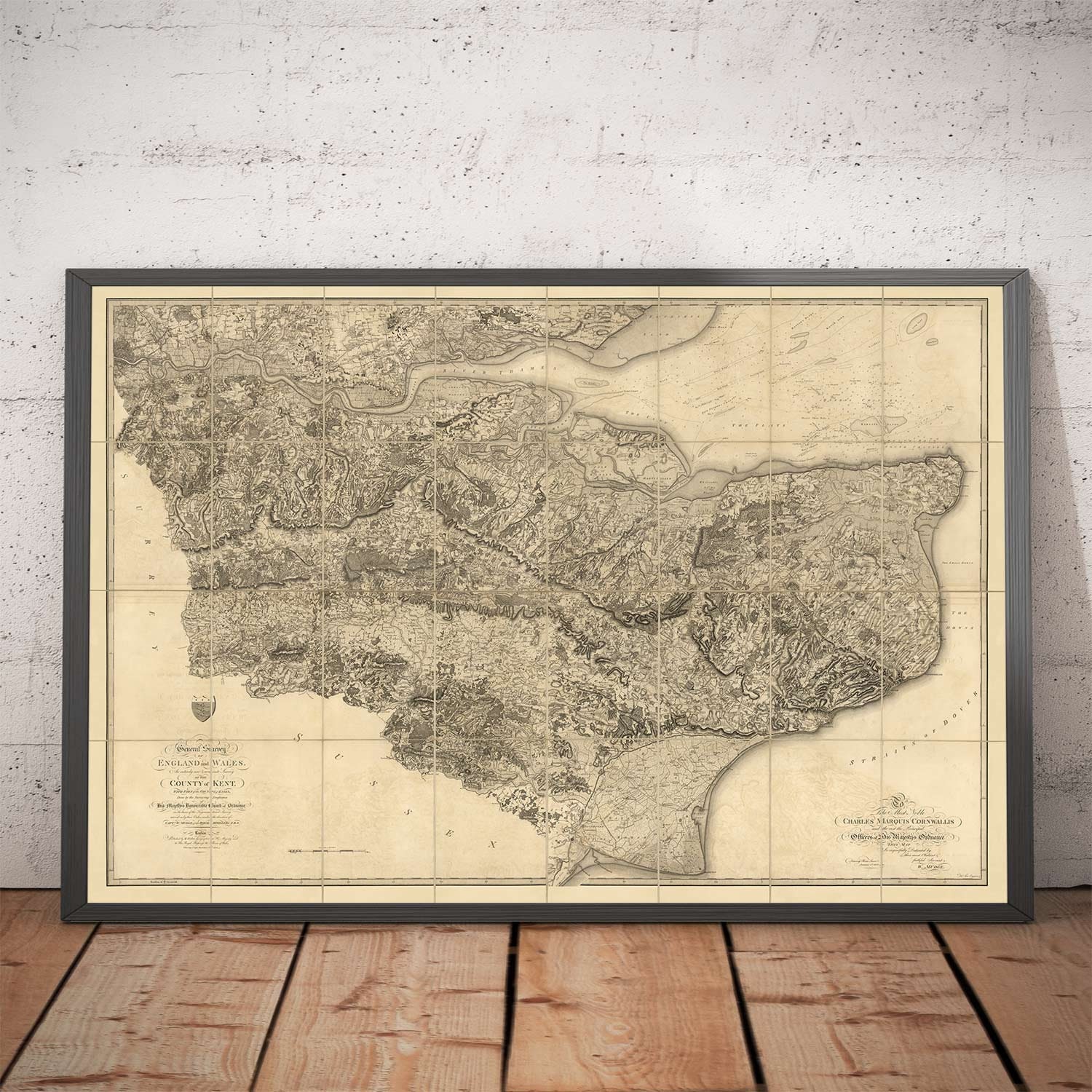 Rare Old Map of Kent, 1809 by Faden & Ordnance Survey - Canterbury, Maidstone, Bromley, Tunbridge, Margate, Lewisham - Framed Unframed Gift