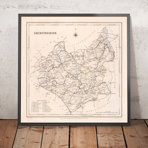 Old Map of Leicestershire by Samuel Lewis, 1844: Leicester, Melton Mowbray, Loughborough, Hinckley, Ashby-de-la-Zouch