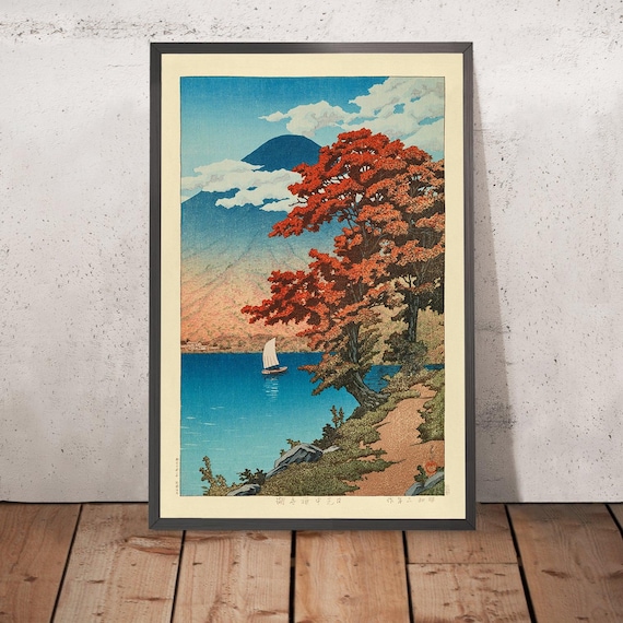 Autumnal Lake Chuzenji at Nikko With Mt Fuji by Hasui Kawase 1935