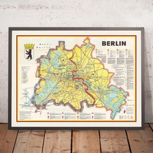 Old Map of Berlin, 1963: Berlin Wall Construction, Cold War, Brandenburg Gate