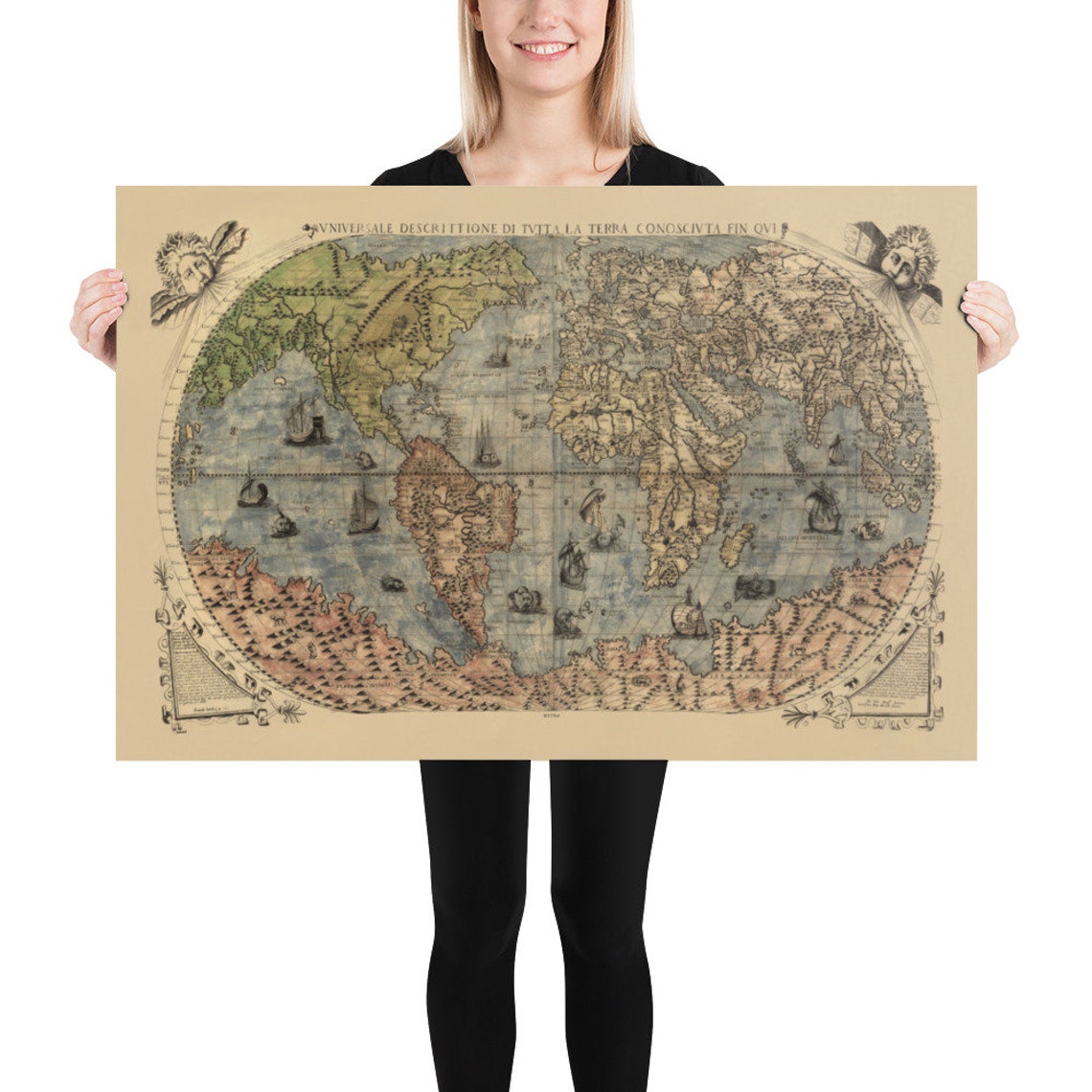 Old World Map 1565 by Bertelli Ancient Atlas Wall Chart | Etsy UK