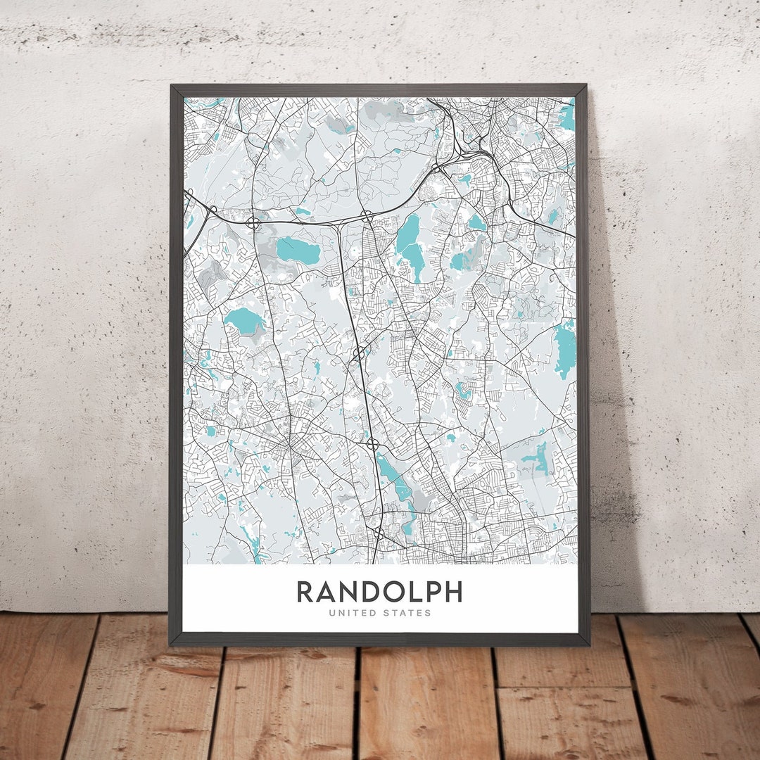 Modern City Map of Randolph, MA: Randolph Town Hall, Randolph Public ...