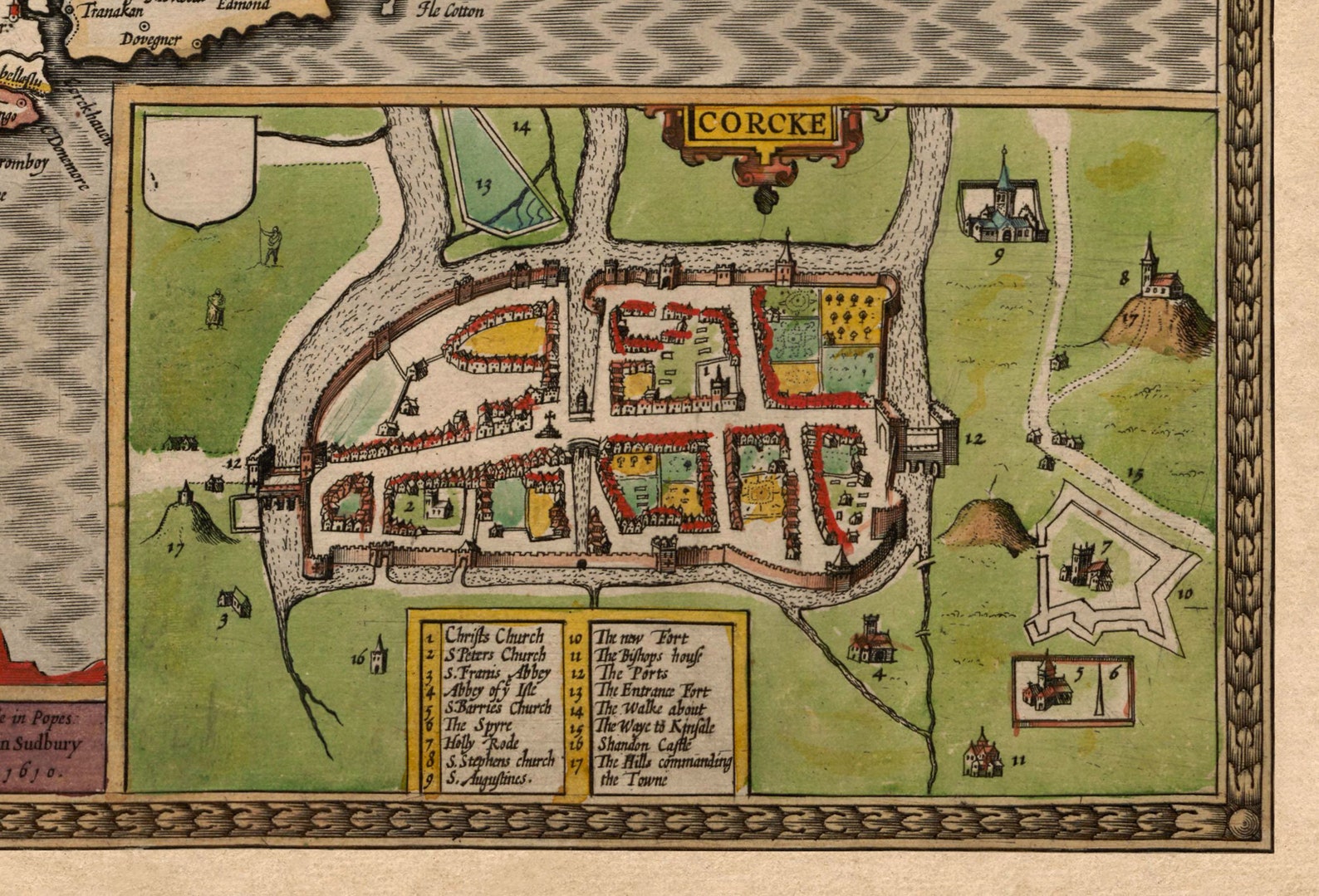 Old Map of Munster Ireland in 1611 County Cork Clare Etsy