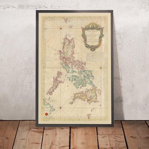 Rare Old Map of the Philippines by Bellin, 1752: Rococco Reduction of Murillo Velarde's Map