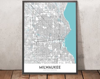 Modern City Map of Milwaukee, WI: Bay View, Fiserv Forum, Historic Third Ward, Marquette University, County Zoo