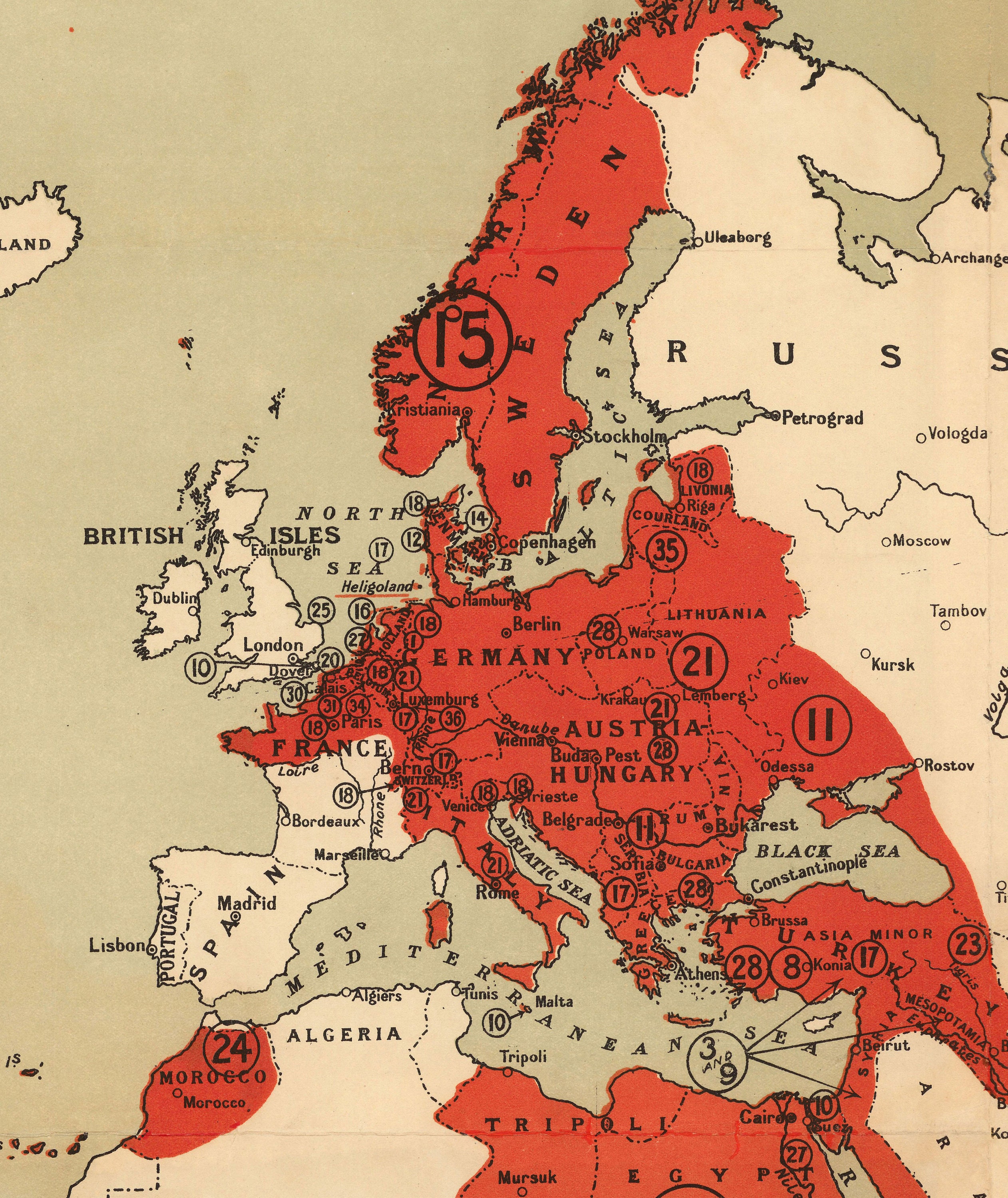 1916 年の古いドイツのプロパガンダ世界地図 - 「ドイツが望む 1916 年の古いドイツのプロパガンダ世界地図 - 「ドイツが望む