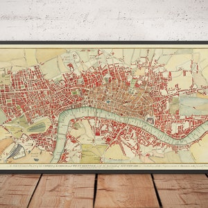 Rara antica mappa di Londra di Hogg, 1784 - Westminster, City of London, Soho, Holborn, Covent Garden, Tamigi, Southwark - Incorniciata e non incorniciata
