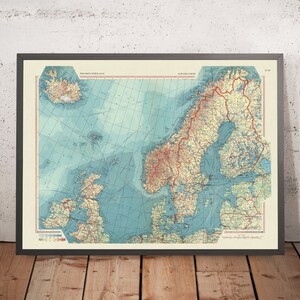 Old Map of Northern Europe, 1967: Scandinavia, British Isles, Iceland, North Sea & Baltics