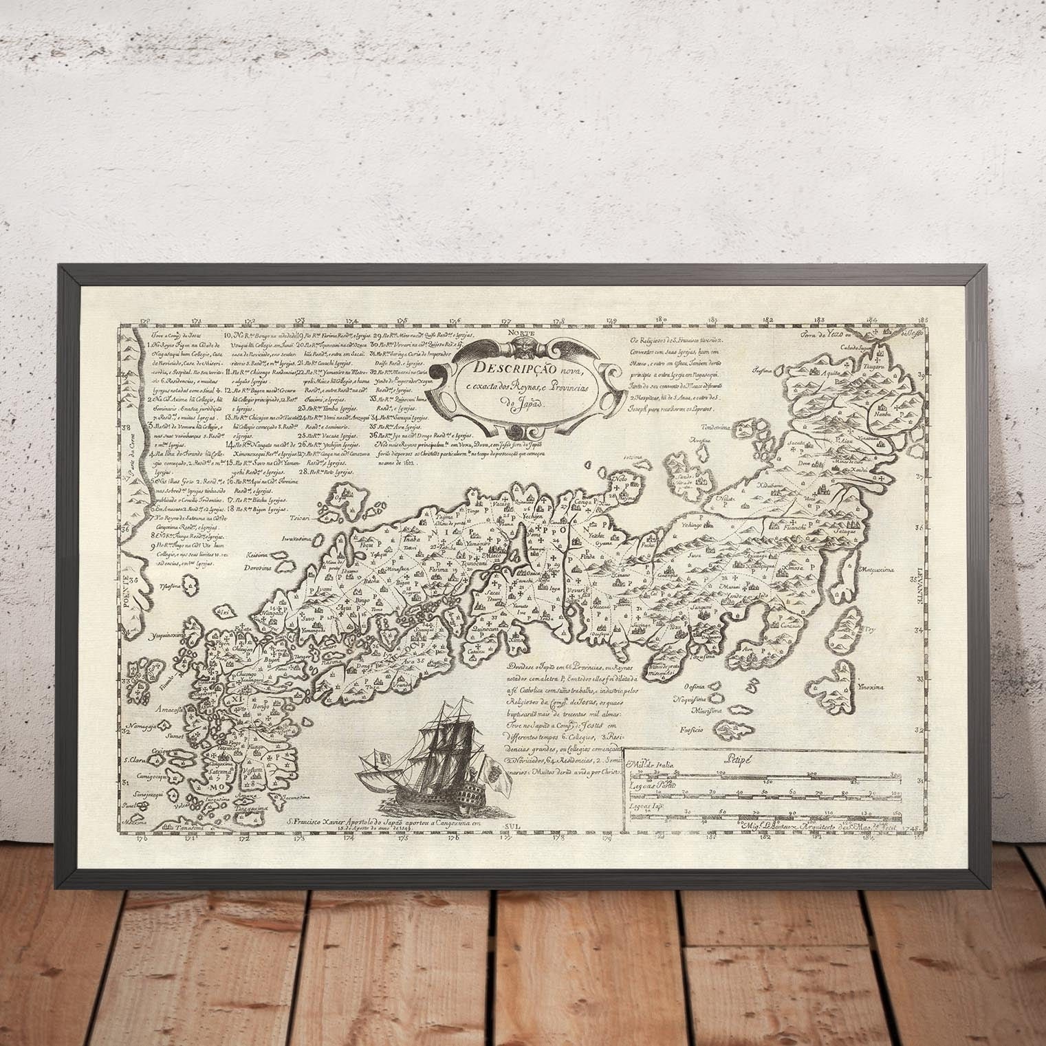 Old "Shogun" Map of Japan by Moreira, 1679: Portuguese Jesuits, Edo, Kyoto, Osaka