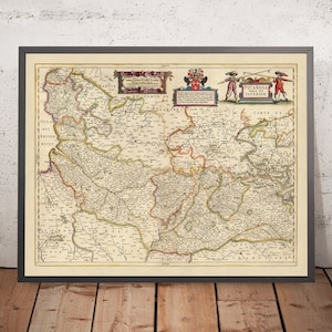 Old Map of Picardy, France by Visscher, 1690: Calais, Lille, Amiens, Reims, Scarpe-Escaut Park