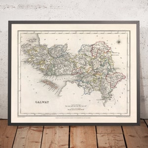 Old Map of County Galway by Samuel Lewis, 1844: Athenry, Ballinasloe, Clifden, Gort, Loughrea