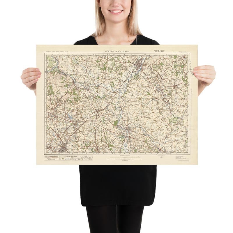 Old Ordnance Survey Map Sheet 62 Burton Walsall 1925 Cannock old-ordnance-survey-map-sheet-62-burton-walsall-1925-cannock
