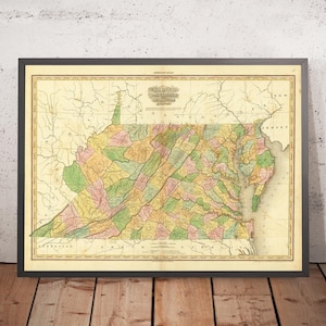 Old Map of Virginia, Delaware, Maryland, Washington D.C. by H. S. Tanner (1820): Featuring Baltimore, Alexandria, Norfolk, Richmond