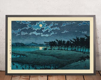Full Moon at Hiroura Hinuma by Hasui Kawase 1935
