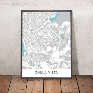 Modern City Map of Chula Vista, CA: Castle Park, Eastlake, Interstate 5, Interstate 805, San Diego Bay
