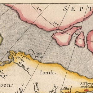Old Map of North Sea and Atlantic, 1575 With Mythical Frisland ...