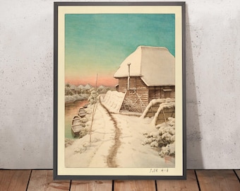 Sunset Evening Sky After Snow at Morigasaki by Hasui Kawase 1935