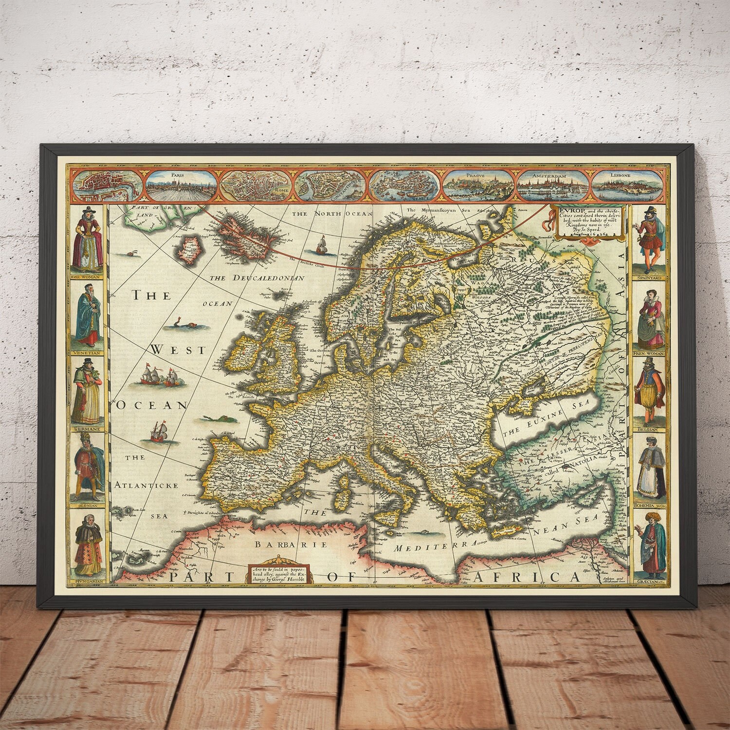 古い世界地図1627年英国ジョン・スピード作複製地図ポスター