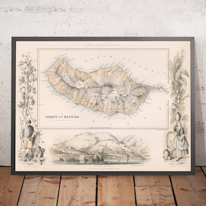 Old Map of Madeira by Fullarton, 1865: Funchal, Pico Ruivo, Funchal Bay, Vignettes, Topography