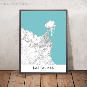 Modern City Map of Las Palmas, Spain: Vegueta, Triana, Ciudad Jardín, Cathedral of Santa Ana, Playa de Las Canteras