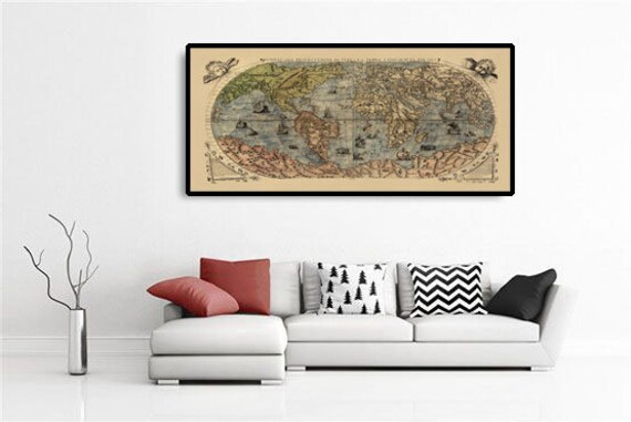Old World Map, 1565 by Bertelli - Ancient Atlas Wall Chart - Terra