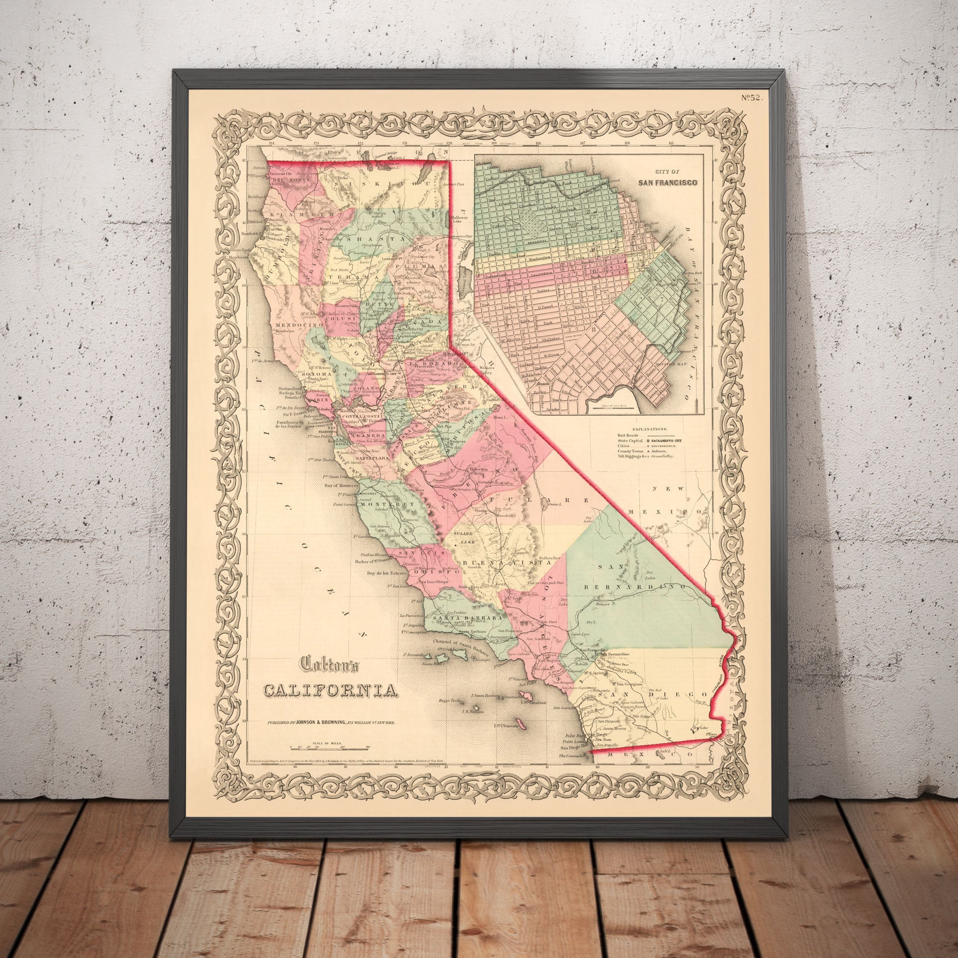 Old Map of California 1860, Colton - San Francisco, Los Angeles  display picture 1