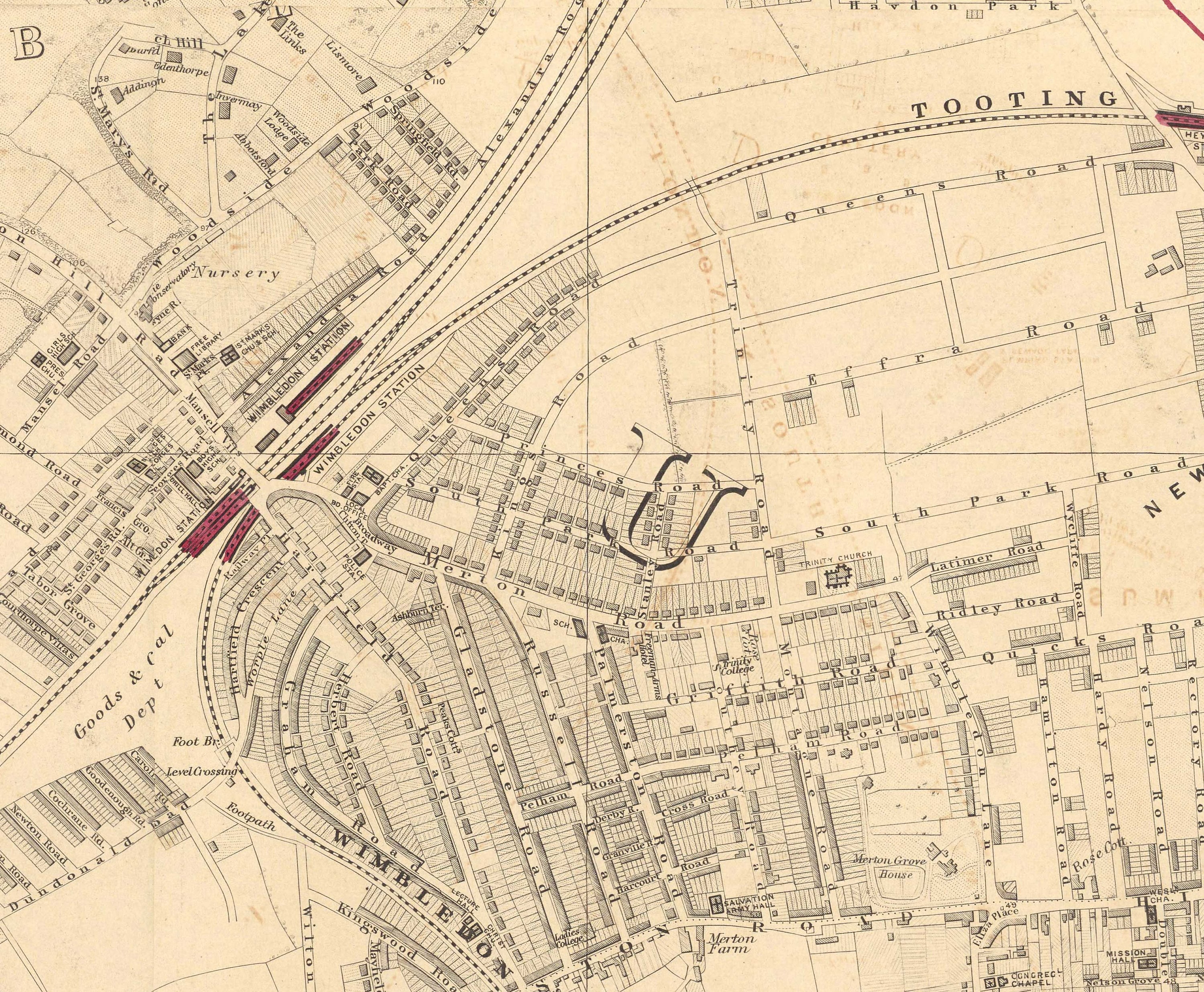 Sw20 Map Old Map of South West London, 1891 - Wimbledon, Merton, Summerstown ...