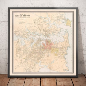 Old Map of Sydney in 1890 by Bartholomew - Port Jackson, Potts Point, Parramatta River, Botany Bay, Darling Point