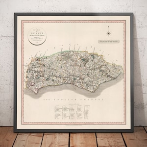Old Map of Sussex in 1801 by John Cary - Brighton, Hastings, Eastbourne, Preston, Dumford
