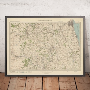 Old Ordnance Survey Map Sheet 11 - Durham & Sunderland, 1925: Seaham, Bishop Auckland, Houghton le Spring, Chester le Street, Hetton le Hole
