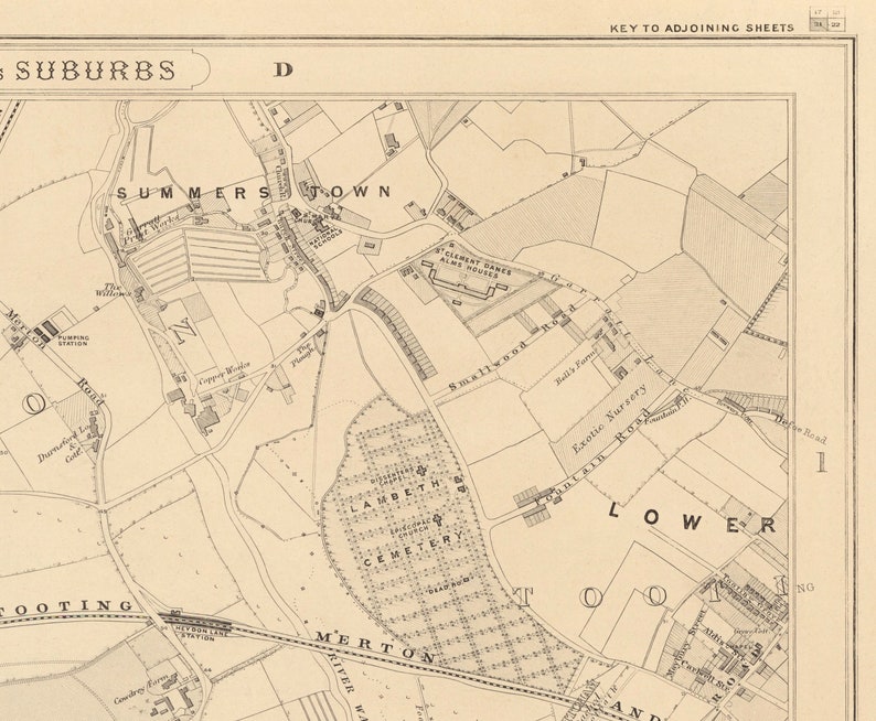 Sw20 Map Old Map of South West London, 1862 - Wimbledon, Merton, Summerstown ...