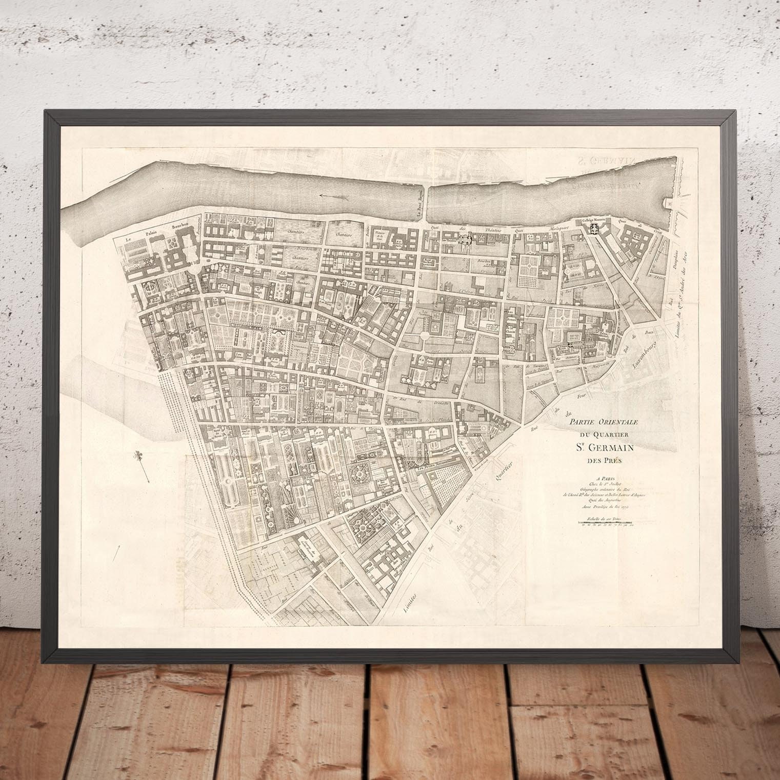  Historic Map - Plan General Des Chateaux et Ville De St.  Germain en Laye/Plan General Des Chateaux De Ville and St. Germain en Laye.  [Near Paris, 1705 - Vintage Wall Art