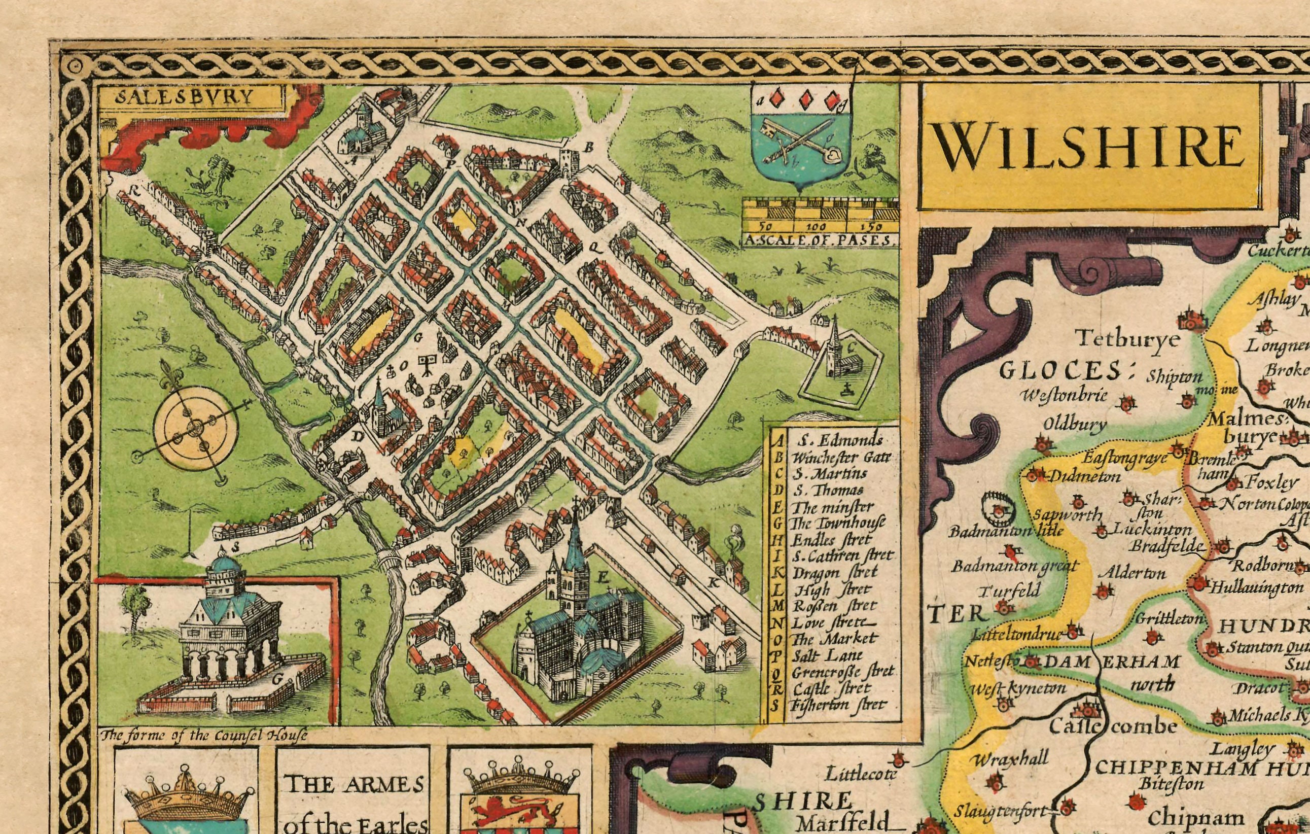 Old Map of Wiltshire in 1611