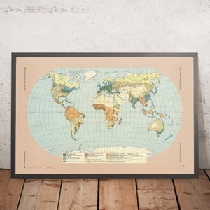 Old Infographic Map of World Agriculture, 1967: Agricultural Land Use, Global Food System