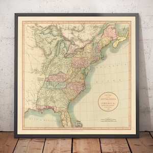 Vecchia mappa degli Stati Uniti, 1806 di John Cary - Stati Uniti federalisti dei primi tempi - Grande Georgia, Territori occidentali, Stati della costa orientale - Regalo con cornice e senza cornice